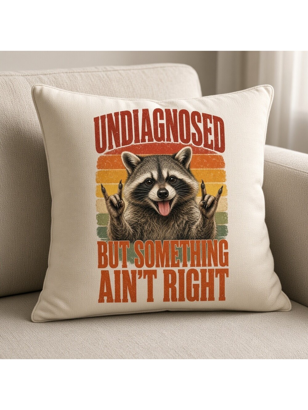 4pc 10" Undiagnosed But Something Ain't Right Raccoon DTF Transfer Ready Press
